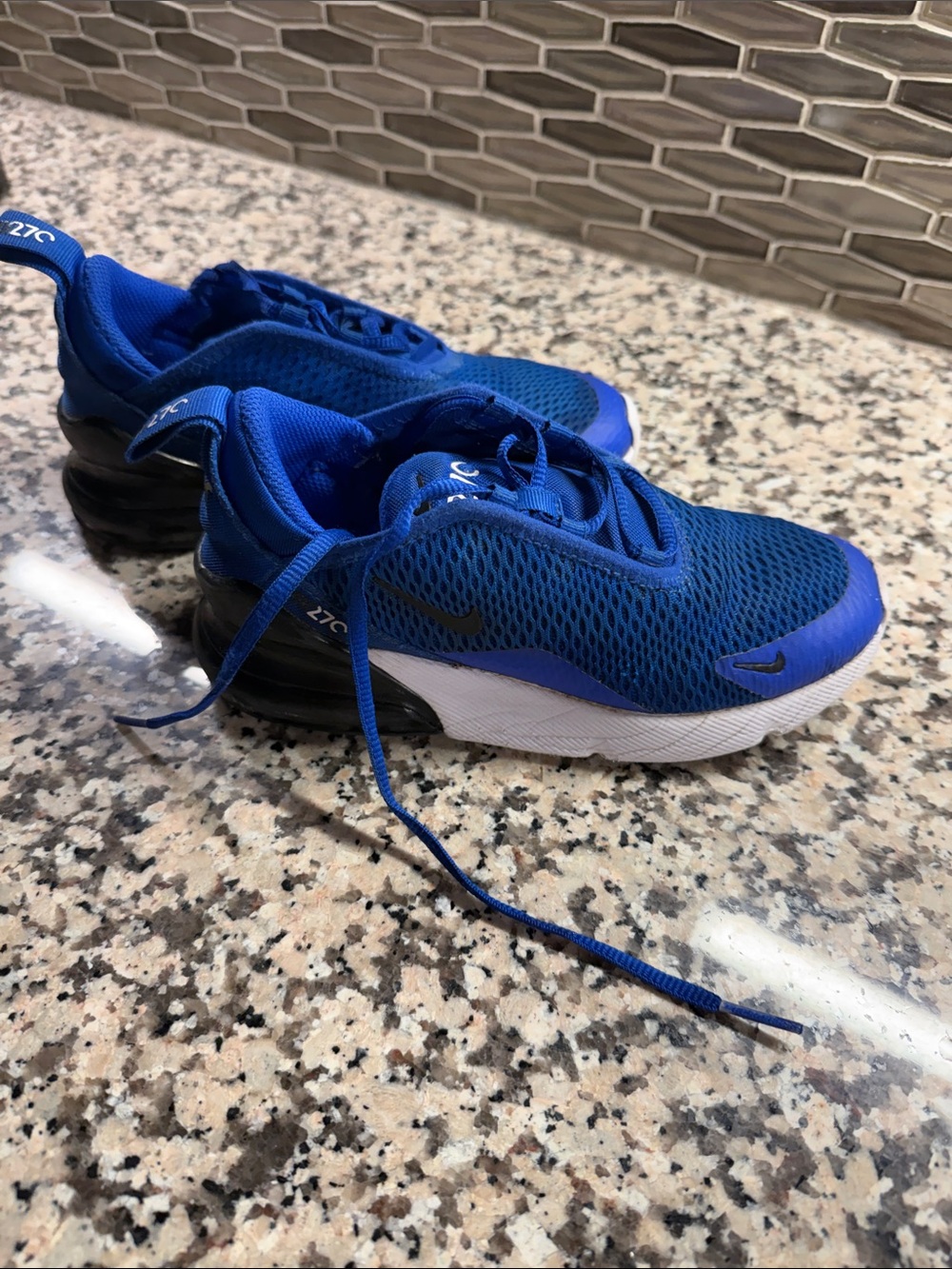 Nike Kids' Royal Blue and White Air Max 270 React Sneakers